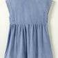 Beau Blue Lapel Neck Cap Sleeve High Waist Denim Babydoll Dress