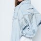 Rhinestone Fringe Distressed Denim Jacket