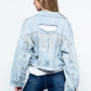 Rhinestone Fringe Distressed Denim Jacket