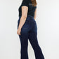 Plus High Rise Double WB Fray Hem Flare Jeans