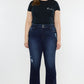 Plus High Rise Double WB Fray Hem Flare Jeans