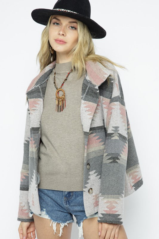 Soft Comfy Lightweight Aztec Pattern Jacket