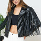 Faux Leather Moto Fringe Jacket