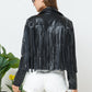 Faux Leather Moto Fringe Jacket