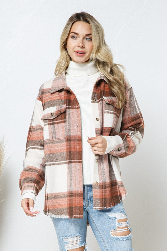 Yarn Dyed Plaid Shirt Jacket Shacket