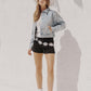 Denim Chevron Fringe Jacket