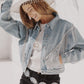 Denim Chevron Fringe Jacket