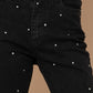 Studded Rhinestone Distressed Denim Jeans