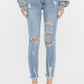 Mid Rise Distressed Ankle Skinny Jeans