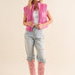 Gloss Shiny PU Quilted Puffer Zip Up Crop Vest