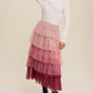 Gradient Style Tiered Mesh Maxi Skirt