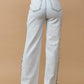 Cut Out At Side w/ Jewel Trim Stretch Denim Jeans