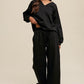 V-neck Sweatshirt and Pants Set