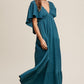 V-neck Ruffle Sleeve Flowy Vacation Dress