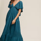 V-neck Ruffle Sleeve Flowy Vacation Dress