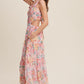 Floral Bubble Textured Two-Piece Style Maxi Dress