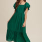 Square Neck Ruffled Short Sleeve Maxi Dress