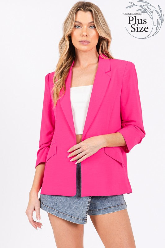 Plus Classy Open-Front Casual Blazer