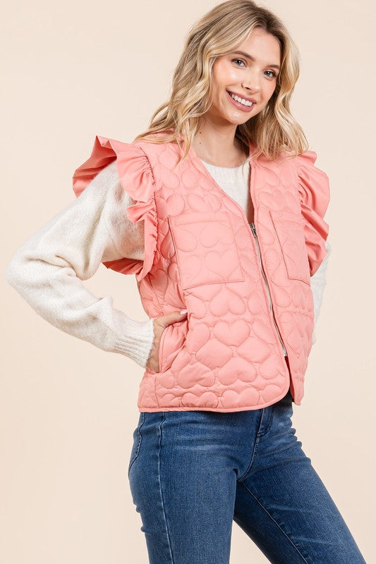 Plus Lightweight Heart Quilted Puffer Vest