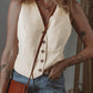 White Slim Fit Buttoned V Neck Vest