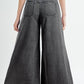 Beau Blue Mineral Wash Button High Waist Wide Leg Jeans