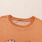 Desert Gold Stud Heart Patch Textured Dolman Top