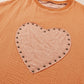 Desert Gold Stud Heart Patch Textured Dolman Top