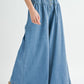 Beau Blue Mineral Wash Button High Waist Wide Leg Jeans