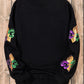 Black Sequin MARDI GRAS Graphic Pullover Sweatshirt