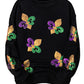 Black Sequin MARDI GRAS Graphic Pullover Sweatshirt