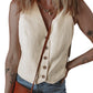 White Slim Fit Buttoned V Neck Vest