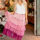 Gradient Style Tiered Mesh Maxi Skirt