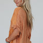 Desert Gold Stud Heart Patch Textured Dolman Top