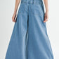 Beau Blue Mineral Wash Button High Waist Wide Leg Jeans