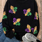 Black Sequin MARDI GRAS Graphic Pullover Sweatshirt